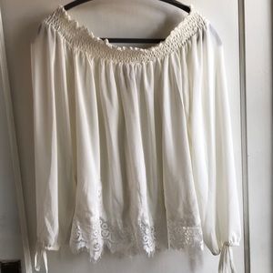 Wrangler cream and lace off shoulder XXL Blouse